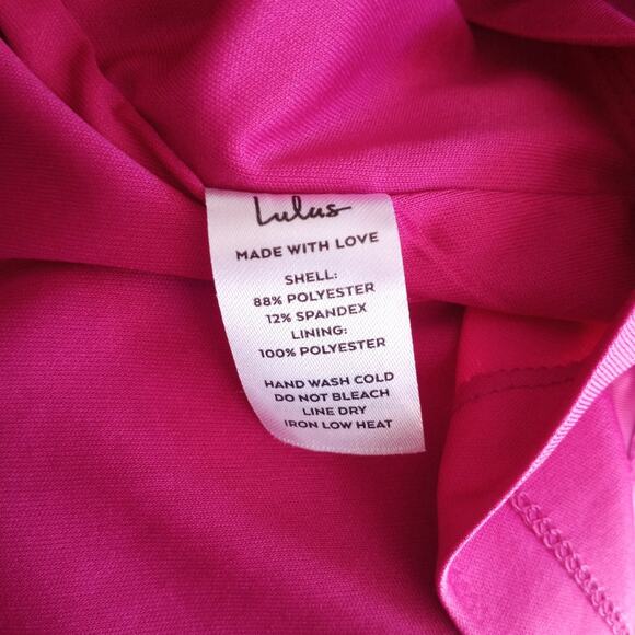 Lulus Shot Caller Satin One-Shoulder Barbie Pink  Long Sleeve Cutout Dress - Picture 9 of 11